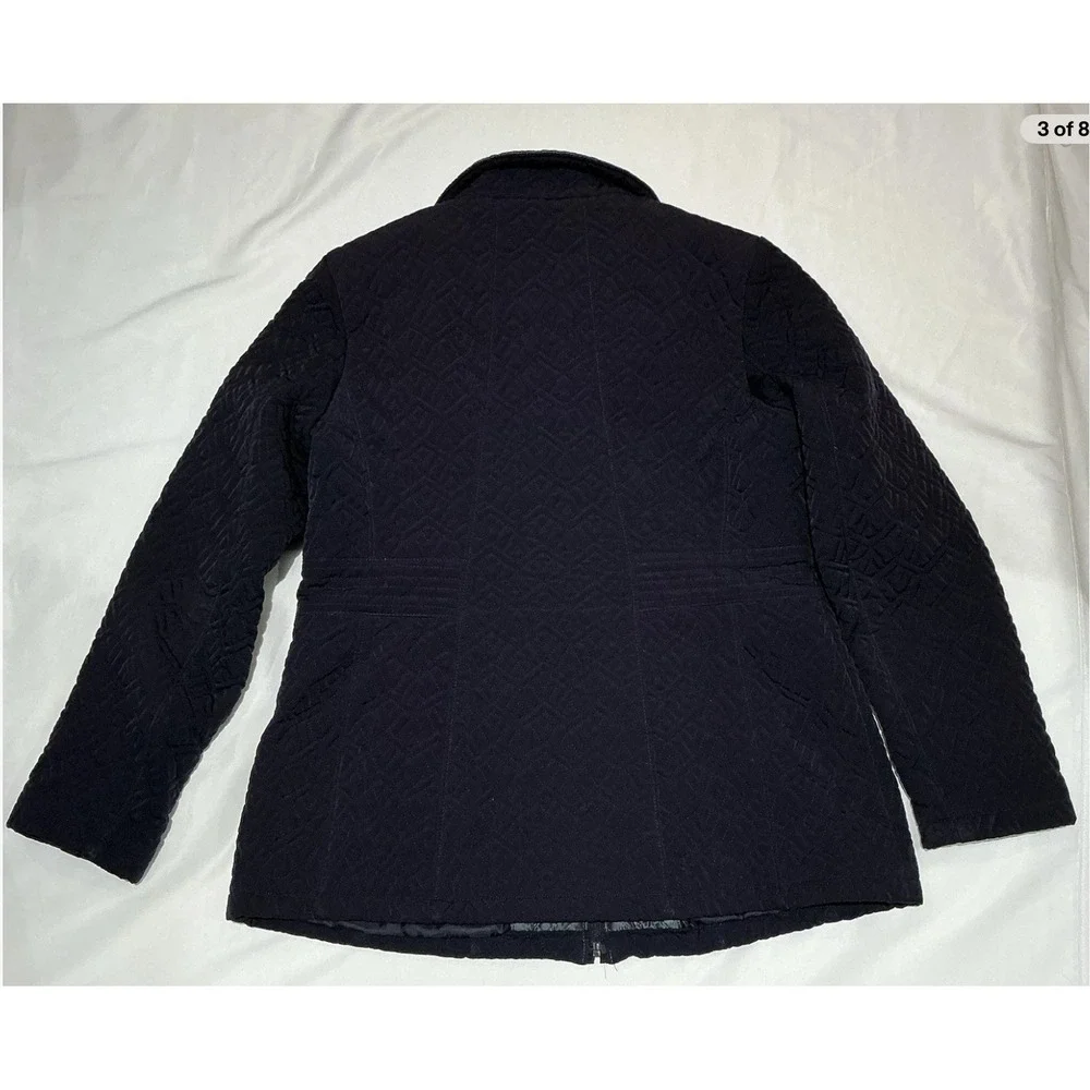 Gallery New York Qulited Jacket Large Womens Blue Full Zip